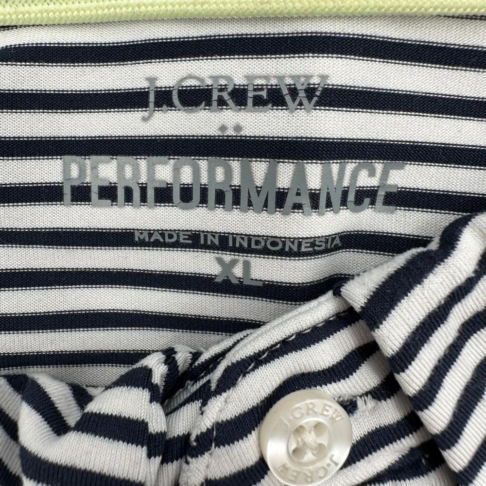 Men's J Crew Striped Performance Polo Shirt Black and White Activewear Size XL‎